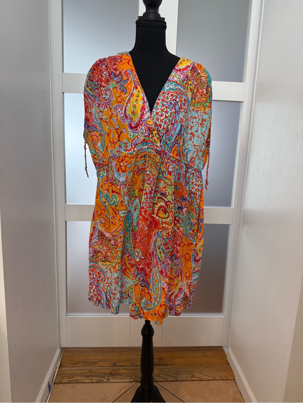 Lauren by Ralph Lauren Orange Boho Multicolor Paisley Swim Cover-Up, XL